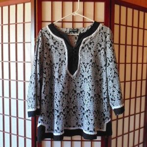 Valerie Bertinelli| Black & White Tunic, Size 1X